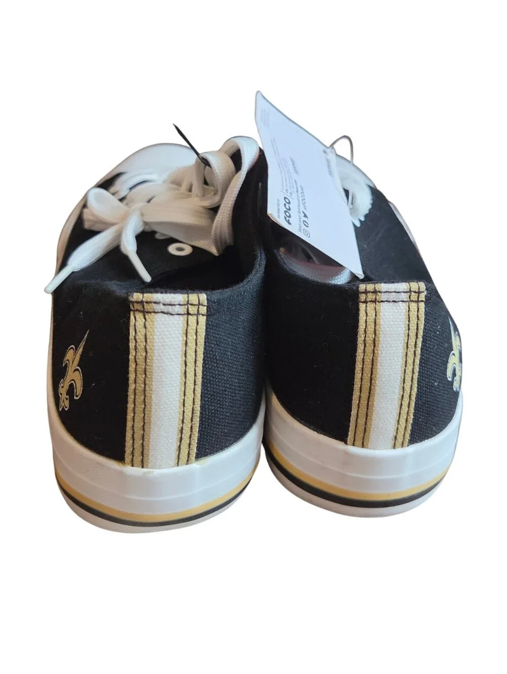 FOCO New Orleans Saints Sneakers Mens 10 Canvas Shoes Black White Football Game